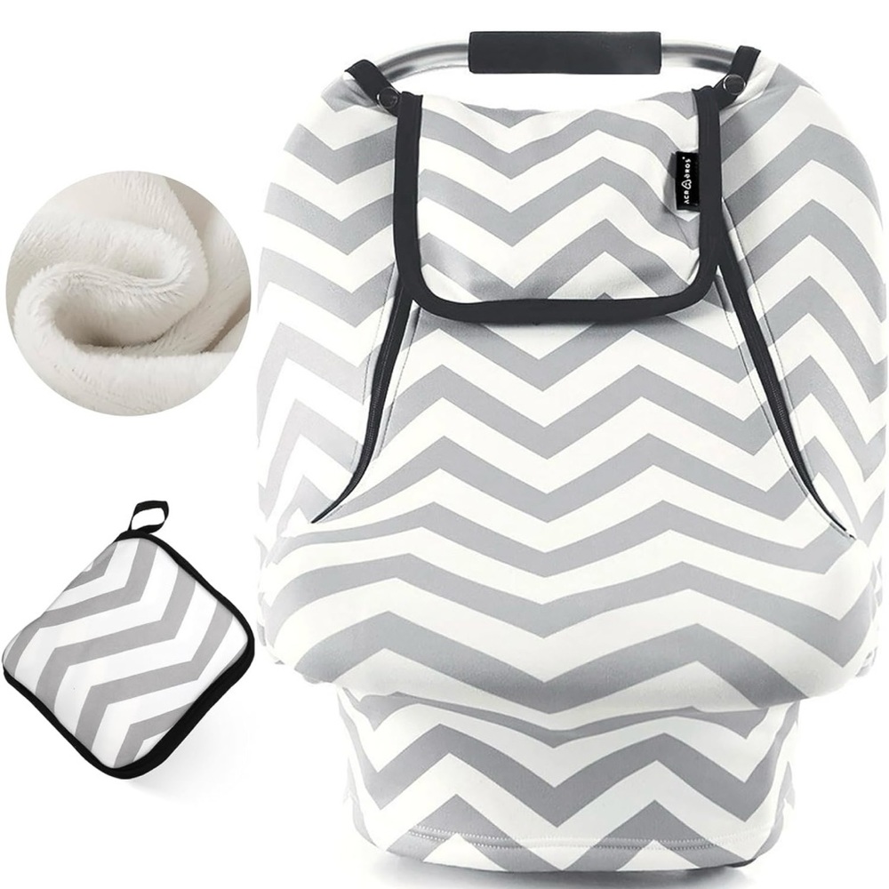 ACRABROS Car Seat Covers for Babies - Grey and White Chevron